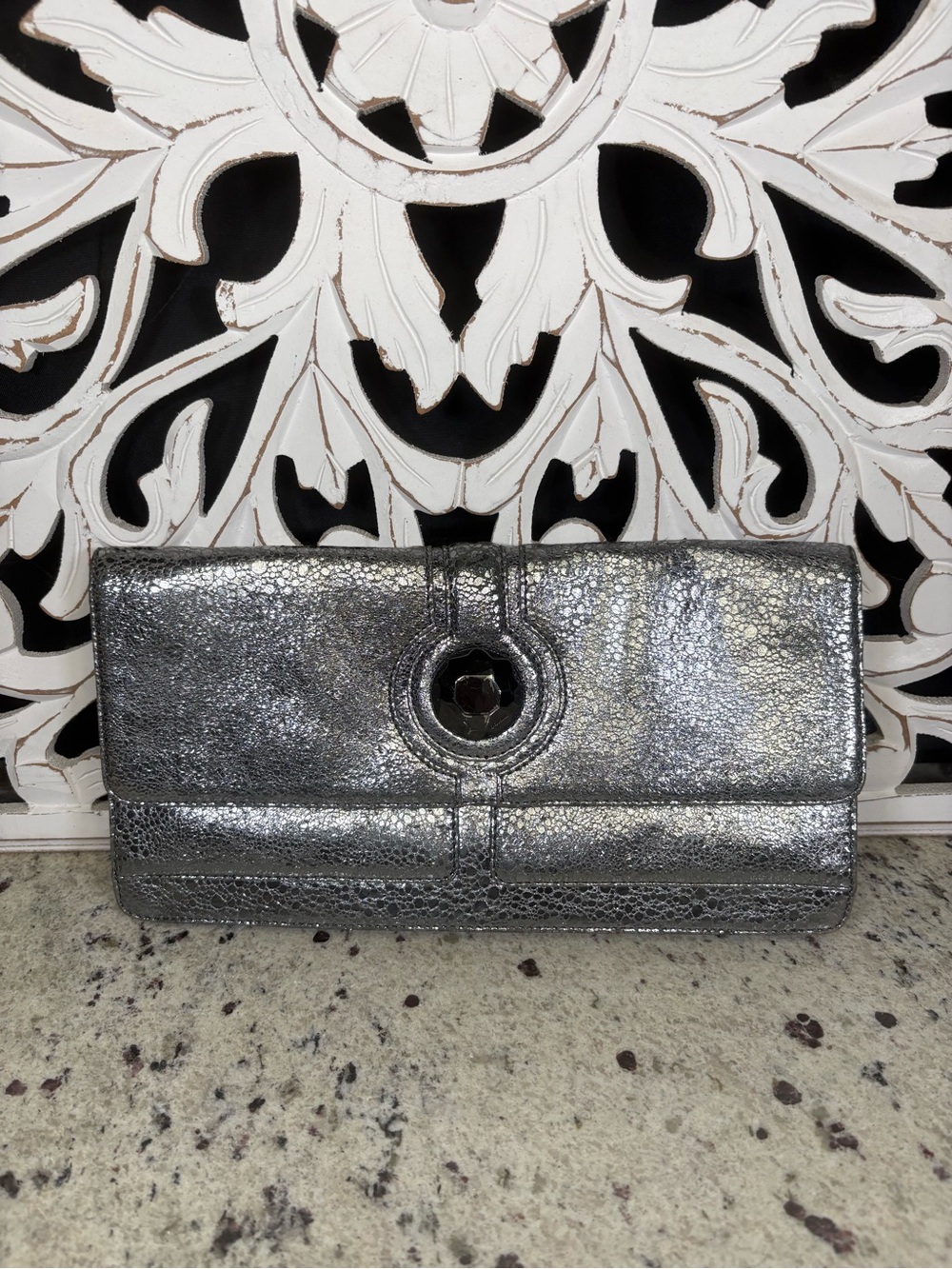 VTG Botkier Metallic Silver Foldover Clutch